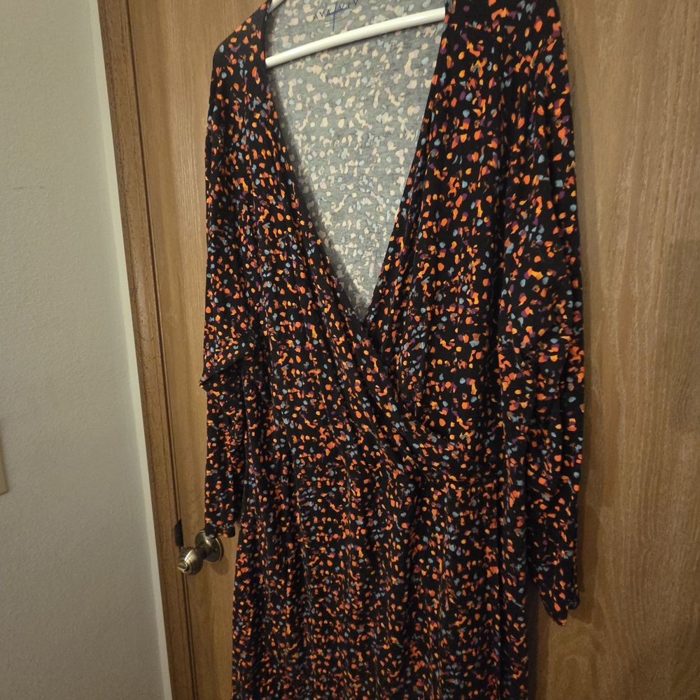 Ava & Viv Black and Orange Midi Dress